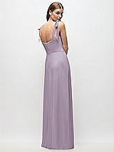 Rear View Thumbnail - Lilac Haze Tie-Shoulder Chiffon Maxi Dress with Front Slit