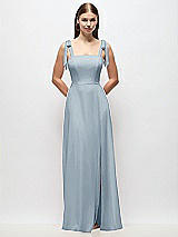 Front View Thumbnail - Mist Tie-Shoulder Chiffon Maxi Dress with Front Slit