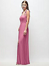 Side View Thumbnail - Orchid Pink Tie-Shoulder Chiffon Maxi Dress with Front Slit