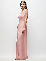 Side View Thumbnail - Rose Tie-Shoulder Chiffon Maxi Dress with Front Slit