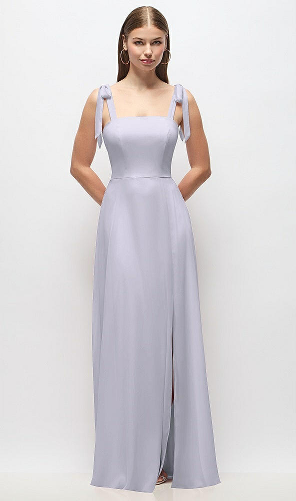 Front View - Silver Dove Tie-Shoulder Chiffon Maxi Dress with Front Slit