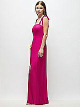 Side View Thumbnail - Think Pink Tie-Shoulder Chiffon Maxi Dress with Front Slit