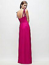Rear View Thumbnail - Think Pink Tie-Shoulder Chiffon Maxi Dress with Front Slit