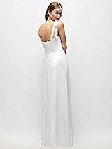 Rear View Thumbnail - White Tie-Shoulder Chiffon Maxi Dress with Front Slit