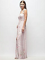 Side View Thumbnail - Watercolor Print Tie-Shoulder Chiffon Maxi Dress with Front Slit