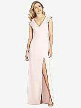 Front View Thumbnail - Blush Ruffled Sleeve Mermaid Dress with Front Slit
