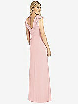 Rear View Thumbnail - Rose Ruffled Sleeve Mermaid Dress with Front Slit