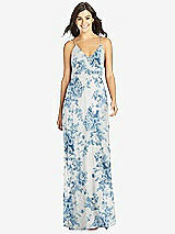 Front View Thumbnail - Cottage Rose Dusk Blue Criss Cross Back A-Line Maxi Dress