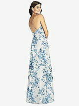 Rear View Thumbnail - Cottage Rose Dusk Blue Criss Cross Back A-Line Maxi Dress