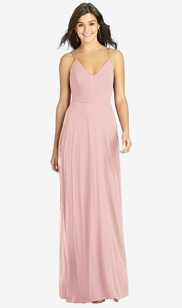 Front View - Rose Criss Cross Back A-Line Maxi Dress