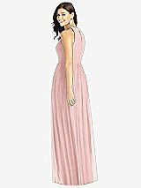 Rear View Thumbnail - Rose Shirred Skirt Jewel Neck Halter Dress with Front Slit