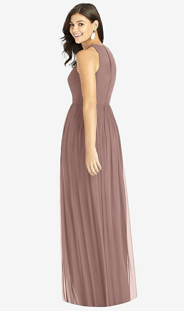 Back View - Sienna Shirred Skirt Jewel Neck Halter Dress with Front Slit
