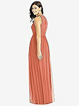 Rear View Thumbnail - Terracotta Copper Shirred Skirt Jewel Neck Halter Dress with Front Slit