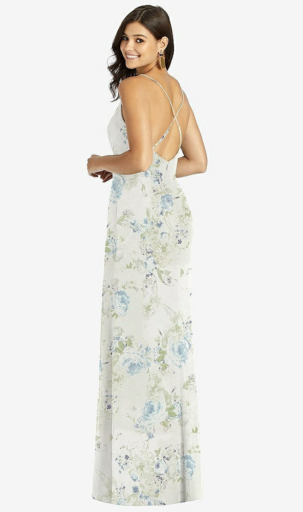 Back View - Bleu Garden Criss Cross Back Mermaid Wrap Dress