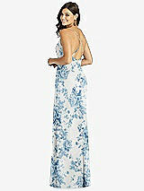 Rear View Thumbnail - Cottage Rose Dusk Blue Criss Cross Back Mermaid Wrap Dress