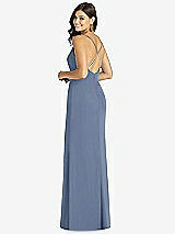 Rear View Thumbnail - Larkspur Blue Criss Cross Back Mermaid Wrap Dress