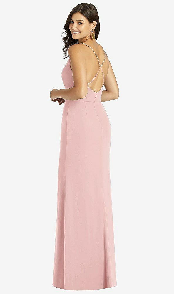 Back View - Rose Criss Cross Back Mermaid Wrap Dress