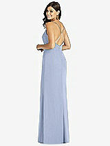 Rear View Thumbnail - Sky Blue Criss Cross Back Mermaid Wrap Dress