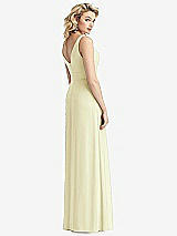 Rear View Thumbnail - Butter Yellow Sleeveless Pleated Skirt Maxi Dress with Pockets