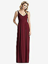 Front View Thumbnail - Cabernet Sleeveless Pleated Skirt Maxi Dress with Pockets
