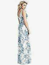 Rear View Thumbnail - Cottage Rose Dusk Blue Sleeveless Pleated Skirt Maxi Dress with Pockets