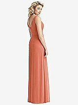 Rear View Thumbnail - Terracotta Copper Sleeveless Pleated Skirt Maxi Dress with Pockets