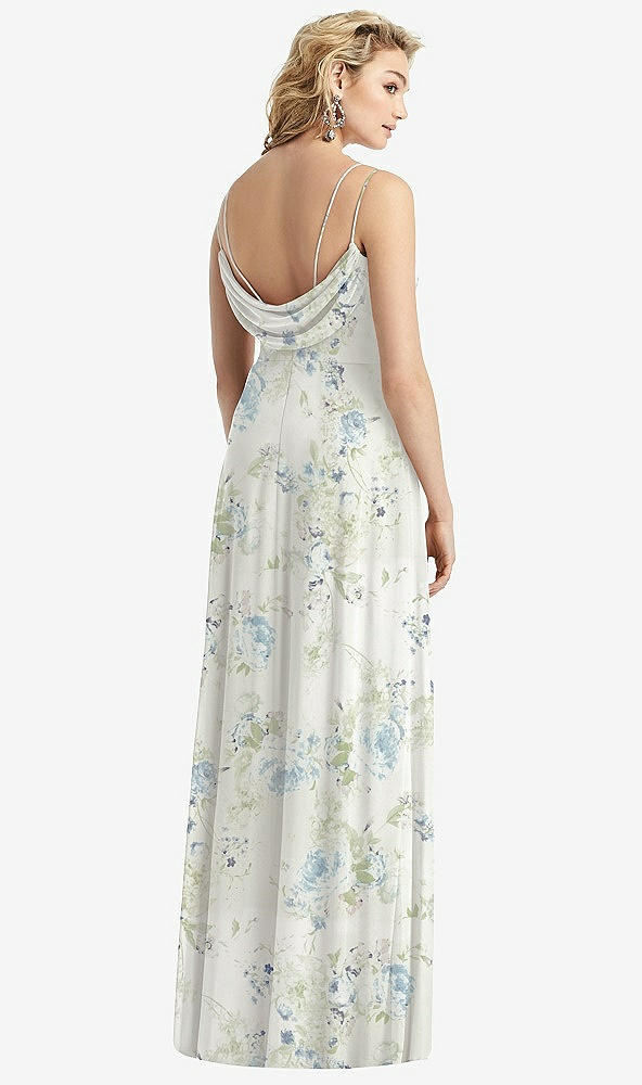 Front View - Bleu Garden Cowl-Back Double Strap Maxi Dress with Side Slit