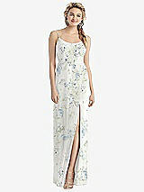 Rear View Thumbnail - Bleu Garden Cowl-Back Double Strap Maxi Dress with Side Slit