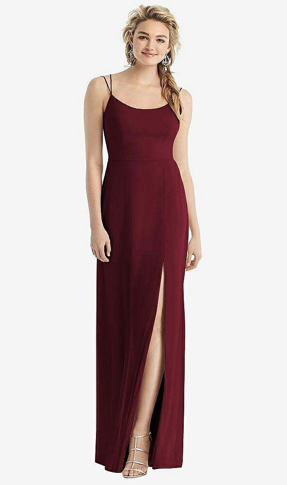 Back View - Cabernet Cowl-Back Double Strap Maxi Dress with Side Slit
