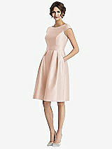 Front View Thumbnail - Cameo Cap Sleeve Pleated Cocktail Dress with Pockets