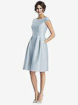Front View Thumbnail - Mist Cap Sleeve Pleated Cocktail Dress with Pockets