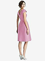 Rear View Thumbnail - Powder Pink Cap Sleeve Pleated Cocktail Dress with Pockets