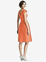 Rear View Thumbnail - Portofino Orange Cap Sleeve Pleated Cocktail Dress with Pockets