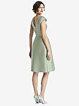 Rear View Thumbnail - Sage Cap Sleeve Pleated Cocktail Dress with Pockets