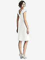Rear View Thumbnail - White Cap Sleeve Pleated Cocktail Dress with Pockets