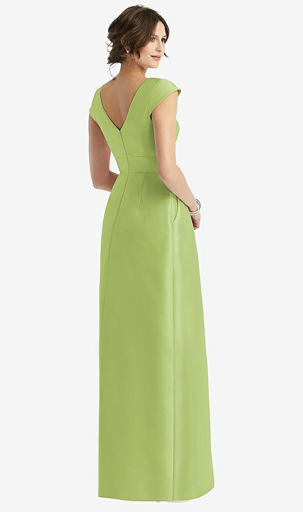 Back View - Mojito Cap Sleeve Pleated Skirt Dress with Pockets