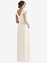 Rear View Thumbnail - Ivory Cap Sleeve Pleated Skirt Dress with Pockets