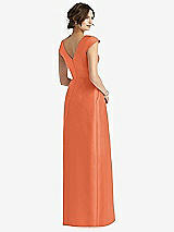 Rear View Thumbnail - Portofino Orange Cap Sleeve Pleated Skirt Dress with Pockets