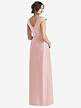 Rear View Thumbnail - Rose Cap Sleeve Pleated Skirt Dress with Pockets