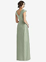 Rear View Thumbnail - Sage Cap Sleeve Pleated Skirt Dress with Pockets