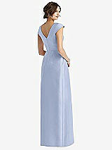 Rear View Thumbnail - Sky Blue Cap Sleeve Pleated Skirt Dress with Pockets