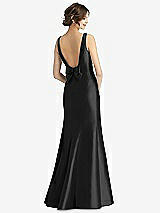 Rear View Thumbnail - Black Sleeveless Satin Trumpet Gown with Bow at Open-Back