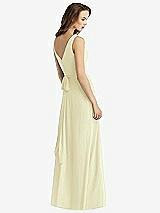 Rear View Thumbnail - Butter Yellow Sleeveless V-Neck Chiffon Wrap Dress