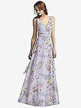 Front View Thumbnail - Butterfly Botanica Silver Dove Sleeveless V-Neck Chiffon Wrap Dress