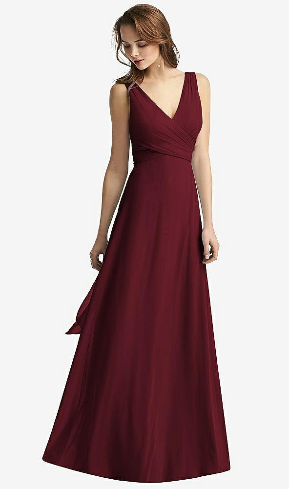 Front View - Cabernet Sleeveless V-Neck Chiffon Wrap Dress