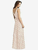 Rear View Thumbnail - Coquette Floral Print Sleeveless V-Neck Chiffon Wrap Dress