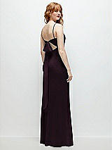 Alt View 1 Thumbnail - Deep Plum Tie-Back Cutout Trumpet Gown with Front Slit