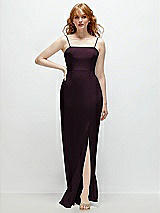 Front View Thumbnail - Deep Plum Tie-Back Cutout Trumpet Gown with Front Slit