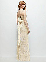 Alt View 1 Thumbnail - Butter Yellow Floral Tie-Back Cutout Trumpet Gown with Front Slit