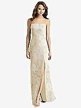 Alt View 2 Thumbnail - Butter Yellow Floral Tie-Back Cutout Trumpet Gown with Front Slit